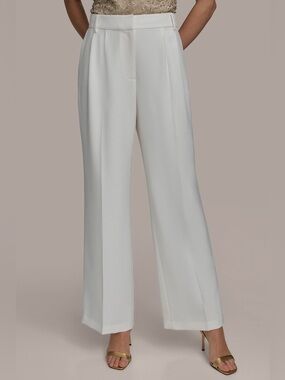 NWT Donna Karan Cream Wide Pant With Pleats